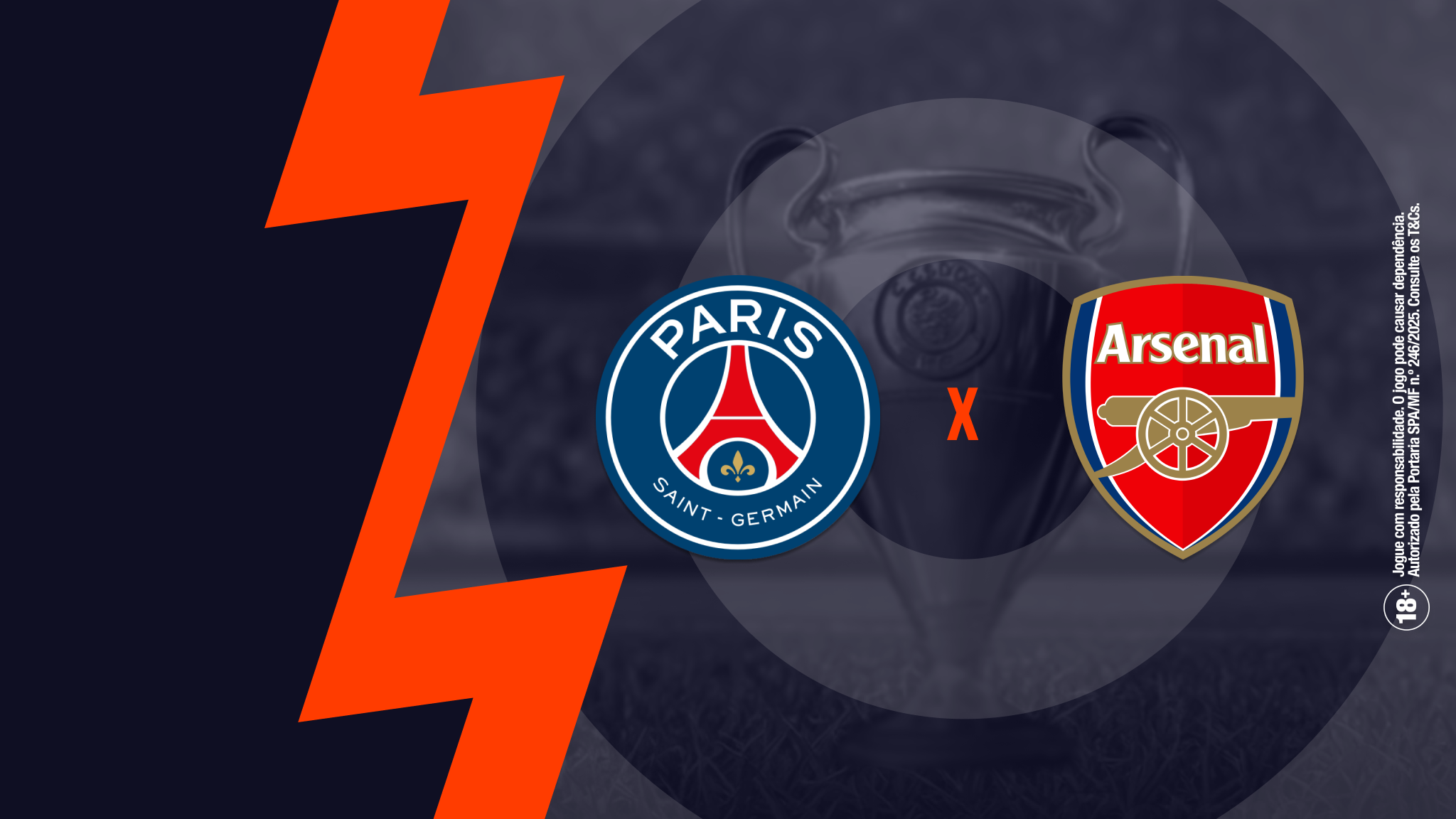 Escudos de PSG e Arsenal que estão na final da Champions League