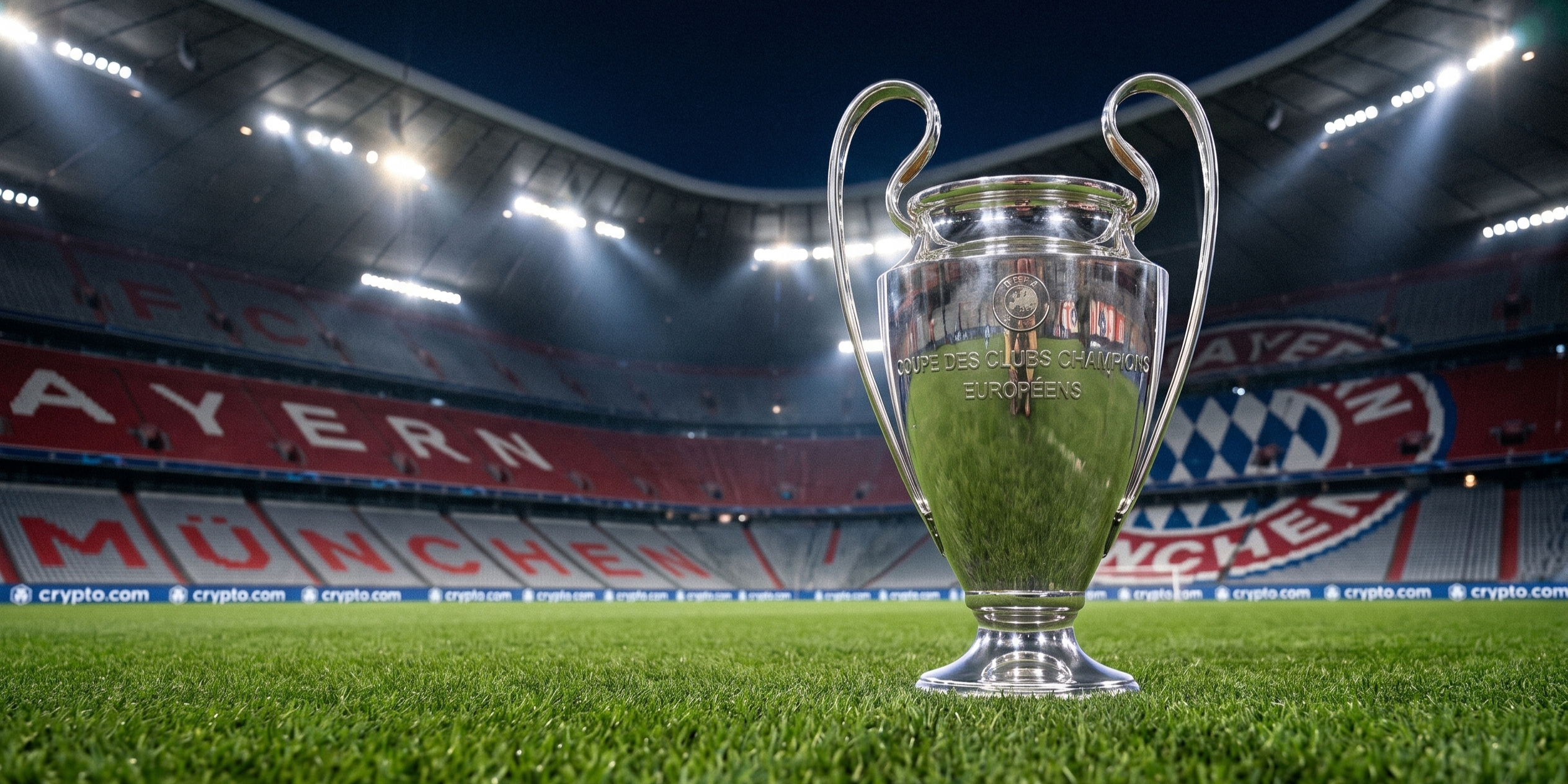 Taça da Champions no gramado do Allianz Arena