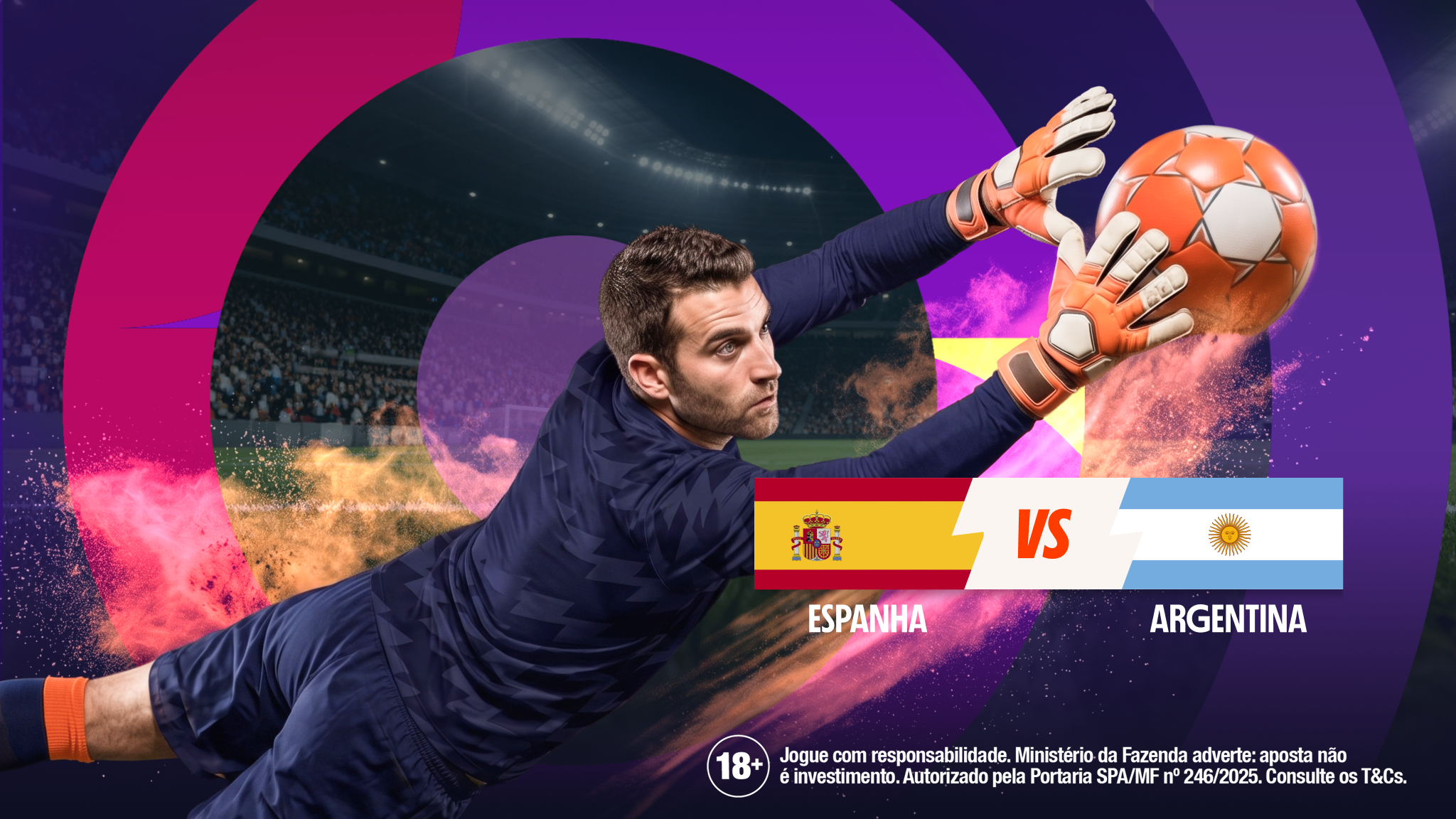 Goleiro defende bola antes da final Espanha x Argentina na Copa do Mundo 2026